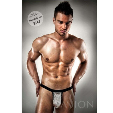 Perizoma Uomo Metallo Bianco e Nero - Passione Men Lingerie S/M